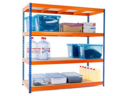 538 lakovany modro oranzovy regal mamutex standard 1800x1800x800 mm 4 police nosnost 2000 kg