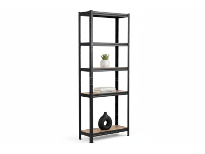lakovaný regál Mamutex Standard 200x70x30 cm – 5 polic, černý