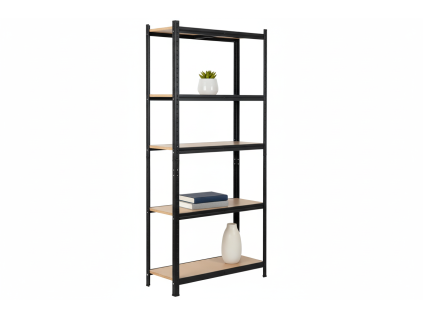 lakovaný regál Mamutex Standard 200x80x30 cm – 5 polic, černý