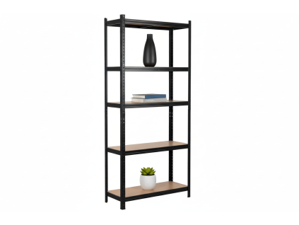 lakovaný regál Mamutex Standard 200x80x50 cm – 5 polic, černý