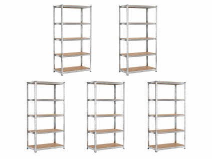 Akční balíček 5 ks – zinkovaný regál Mamutex Standard 200x80x40 cm – 5 polic