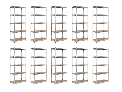 Akční balíček 10 ks – zinkovaný regál Mamutex Standard 200x80x50 cm – 5 polic