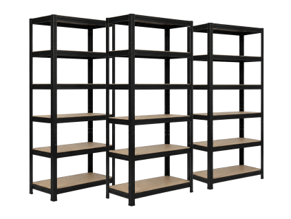 Akční balíček 3 ks – lakovaný regál Mamutex Standard 220x120x40 cm – 6 polic, černý