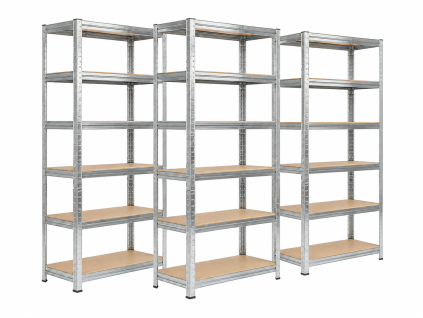 Akční balíček 3 ks – zinkovaný regál Mamutex Standard 220x120x50 cm – 6 polic