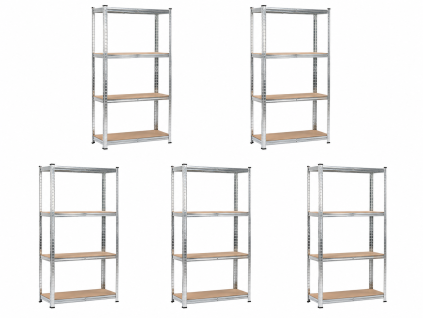 Akční balíček 5 ks – zinkovaný regál Mamutex Standard 220x120x50 cm – 6 polic