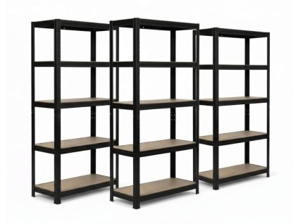 Akční balíček 3 ks – lakovaný regál Mamutex Standard 220x120x60 cm – 6 polic, černý