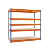 2213 lakovany modro oranzovy regal mamutex heavy 2200x1200x400 mm 5 polic nosnost 2500 kg