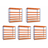 3353 akcni balicek 5 ks lakovany modro oranzovy regal 260x150x60 cm 6 polic nosnost 3000 kg mamutex heavy